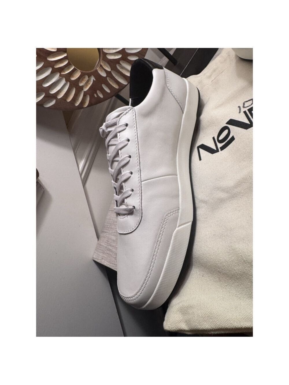 Novella Low Top Luxury Sneakers in Dust Bag New White/ Black 10 - Picture 2 of 14